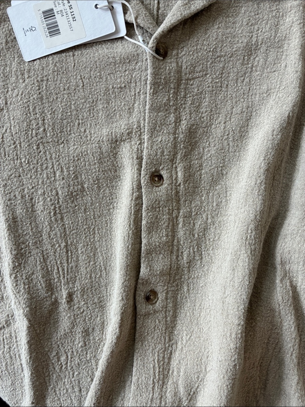 NN07 Men’s Casual Linen Button-Down Shirt in Light Beige - Picture 5 of 5